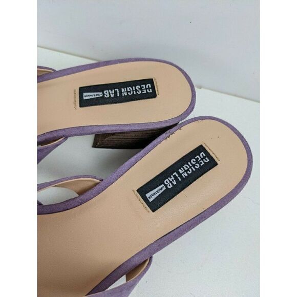 Purple strappy slip on sandals block heel low heel Design lab size 7.5 - Picture 3 of 8
